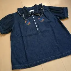 【美品】PINK HOUSE ピンクハウス デニム 半袖 ブラウス