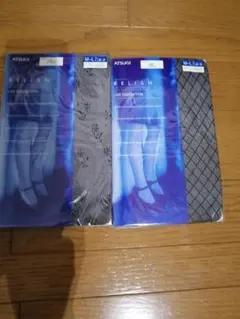 【新品・未使用】アツギ　RELISH　柄ストッキング　2足セット