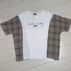 semantic design M Tシャツ チェック柄 袖付き