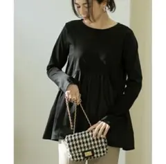 異素材Aラインカットソーシルク調コットン【洗濯機洗い可】／オペークドットクリップ