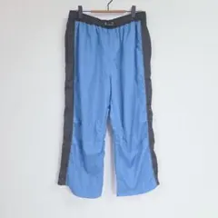 スポーツパンツ L ブルー×ブラック サイドライン メッシュ裏地 ウエストゴム