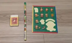 おさるのもんきち 消しゴム 鉛筆 　シール　セット サンリオ 昭和レトロ