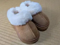 子供用　ブラウン スエード ファー ブーツ