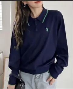 U.S. POLO ASSN. ポロシャツ 長袖 ネイビー
