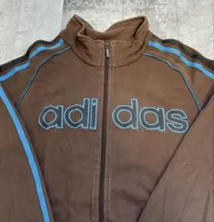 希少 アディダス トラックジャケット ブラウン×水色 センターロゴ