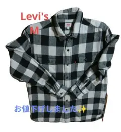 LEVI'S ネルシャツ/Mサイズ/ブラックホワイト チェック（中古品）
