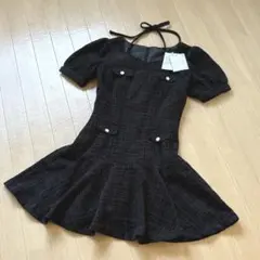 ミシェルマカロン‪‪ ツイードフレアワンピース ブラック