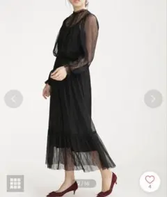 NANO universe　ナノユニバース　ドットプリーツチュールワンピース