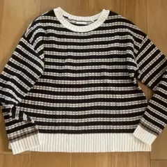 ストライプデザイン リブ編みセーター L