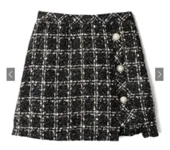 GRL インパン裏地付きアシンメトリーツイードチェック ミニスカート【ai48］