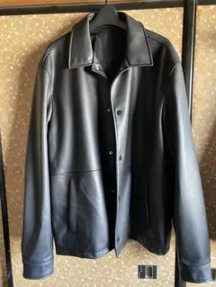 zara フェイクレザー　コーチジャケット　アウターブラック
