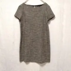 ZARA WOMAN 半袖ミニワンピース 　グレンチェック柄　M 　グレー系