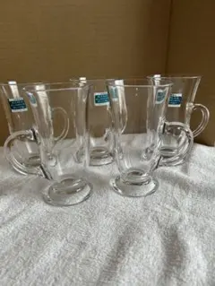 脚付グラスコップ５個セット　小型ジョッキ　石塚硝子アデリア　　昭和レトロ