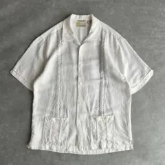 キューバシャツ キューバベラ 開襟 刺繍柄 ストライプ柄 幾何学模様