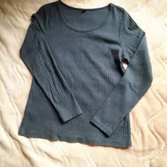 ※最終価格 ユニクロ ブラック リブ編み 長袖Tシャツ