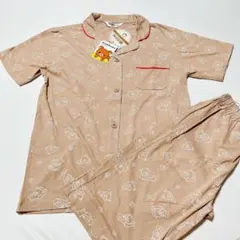新品　リラックマ ベージュ 前開きパジャマ Mサイズ　綿　コットン　100%