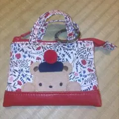 ファミリア　ミニデニムトート　ミニバックチャーム リバティ　レッド