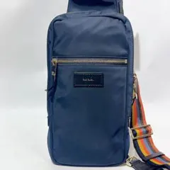 【美品】ポールスミス マルチストライプ ロゴ刻印 ゴールド金具 ボディバッグ