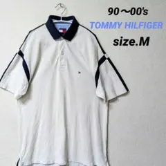90〜00's TOMMY HILFIGER ポロシャツ 刺繍ロゴ size.M