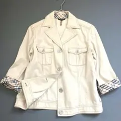 【美品】バーバリーロンドン　デニムジャケット ベージュ ノバチェック 40