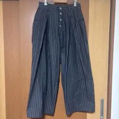 wishforever ストライプ ワイドレッグトラウザーズデニム