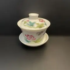 中国茶 蓋碗 花と蝶　小