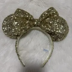 ゴールド スパンコール ミッキーカチューシャ　ディズニー