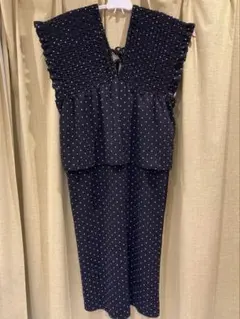 【新品未使用】最終値下げ しまむら 水玉 シャーリングワンピース Lサイズ 春夏