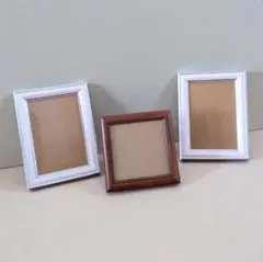 フォトフレーム 写真立て 3点セット シンプル 木目フレーム 白・銀フレーム