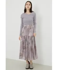 リエンダ パープル プリーツロングスカート