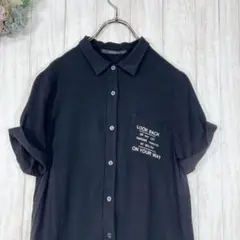 ☆BLUE STRIVE (M) 半袖 ロングシャツ レーヨン ボタンダウン