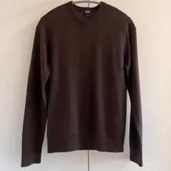 UNIQLO メリノウールクルーネックセーター ダークブラウン XS