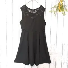 a486 ディアブルベーゼ 値札付 M 黒 ブラック ワンピース レース 透け感