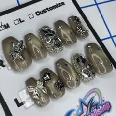 韓国ネイル y2kネイル ゴールド水光マグネット キラキラ うる艶ネイル