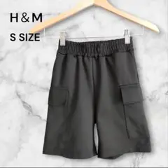 H&M カーゴハーフパンツ キッズ S ブラック 黒 エイチアンドエム