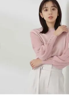 ◇NATURAL BEAUTY BASIC◇シアースリーブモックネックニット