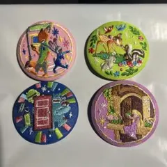 動物キャラクター刺繍ピンバッジ4個セット
