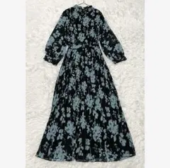 ザラ 花柄 フラワー プリーツ ワンピース　シフォン マキシ丈