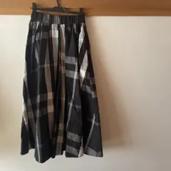 フレアスカート ブラックホワイトチェック F