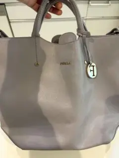 FURLA グレー レザートートバッグ