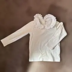 レース付き襟 ホワイト長袖シャツ 110