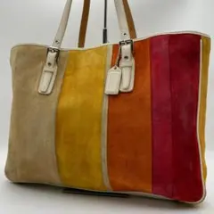 良品 COACH トートバッグ スエード マルチカラー 肩掛け