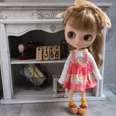 1368.レトロサロペットスカートとトップスセット　ミディブライスアウトフィット