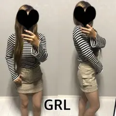 GRL ボーダー柄 ハイネック ニット 長袖