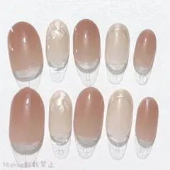 ネイルチップ つけ爪 くすみピンク ベージュ グラデーション ニュアンスのサムネイル