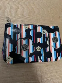 MARY QUANT カラフルストライプ花柄ポーチ