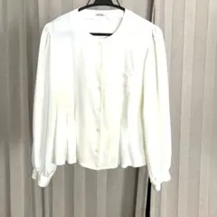東京ブラウスFeminine ホワイトブラウス 長袖 刺繍