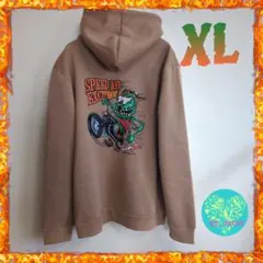 新品 メンズパーカー バックプリント ベージュ モンスター バイク