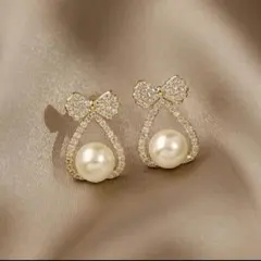 新品 パール リボン ピアス 卒園 入学 結婚式