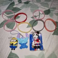 ミッキー&スティッチ、ミニオンストラップラバーバンドセット
